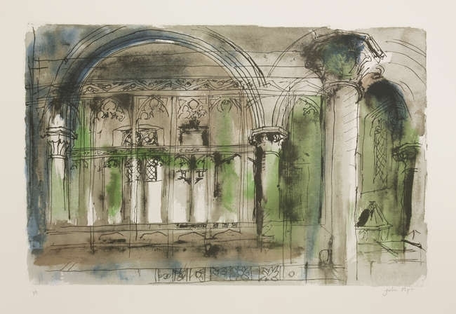 Artwork by John Piper, Inglesham Church, Made of lithograph printed in colours