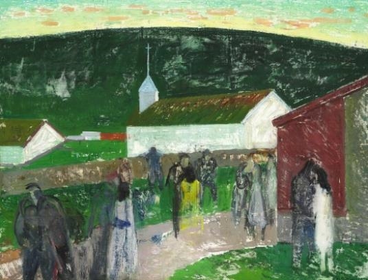 Mykines village, the Faroe Islands by Sámal Elias Frederik Joensen-Mikines, 1957