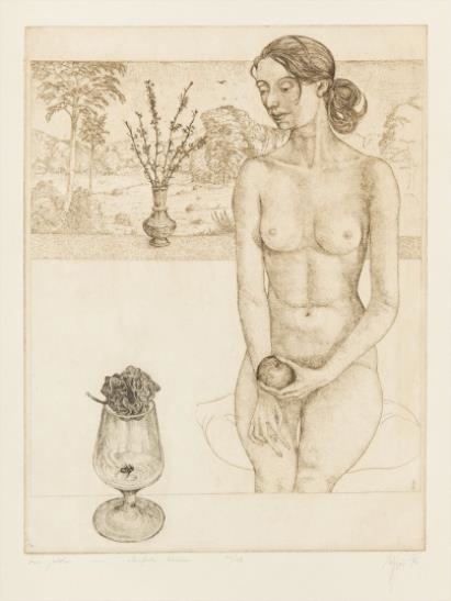 Artwork by Leszek Rózga, Dwa jablka, Made of etching on paper