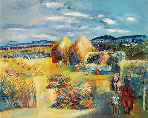 La moisson dans l`Oise (Vexin) by Jean Dufy, 1927