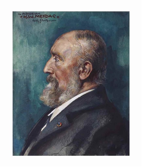 A portrait of the painter H.W. Mesdag by Willy Sluiter