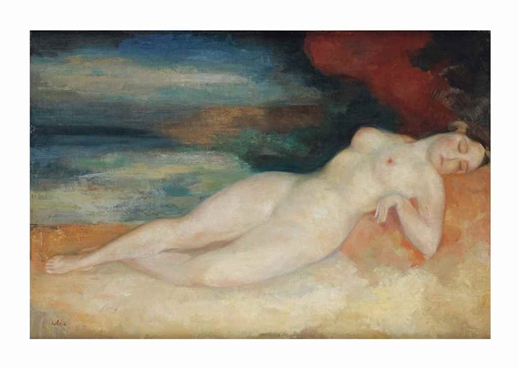 Reclining nude by Toon Kelder