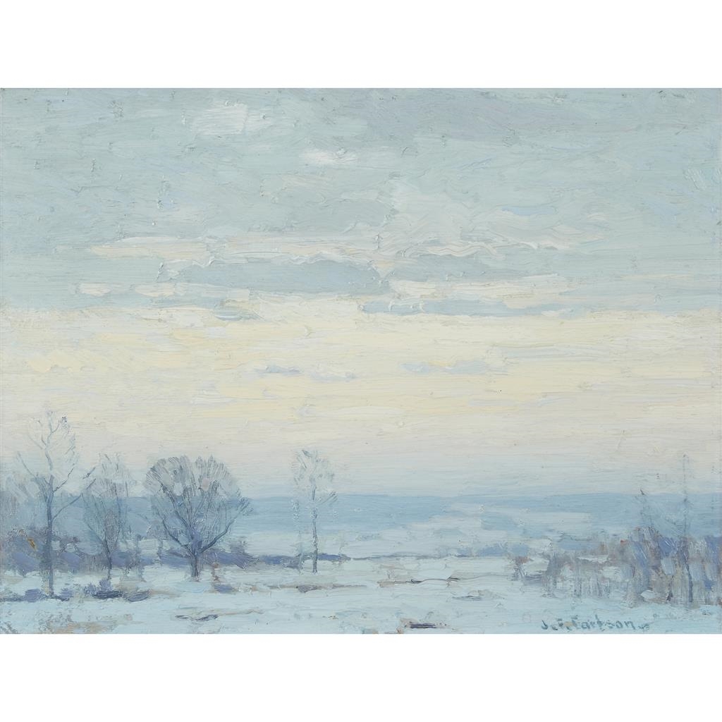 Artwork by John Fabian Carlson, WINTER MORNING, Made of oil on canvas laid to board