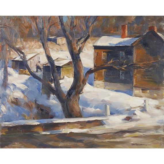 TREE AND BUILDINGS, BUCKS COUNTY