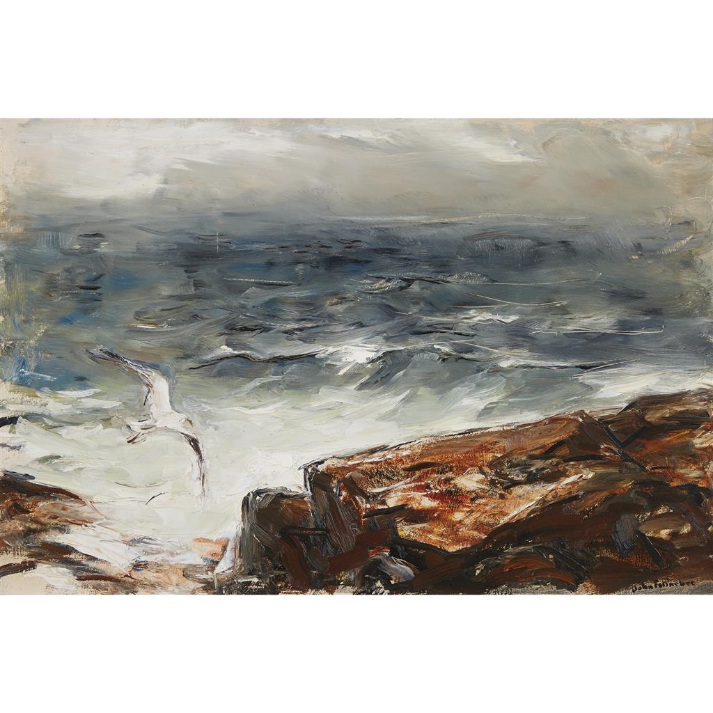 Artwork by John Fulton Folinsbee, SEABIRD OVER STORMY SEAS, Made of oil on board
