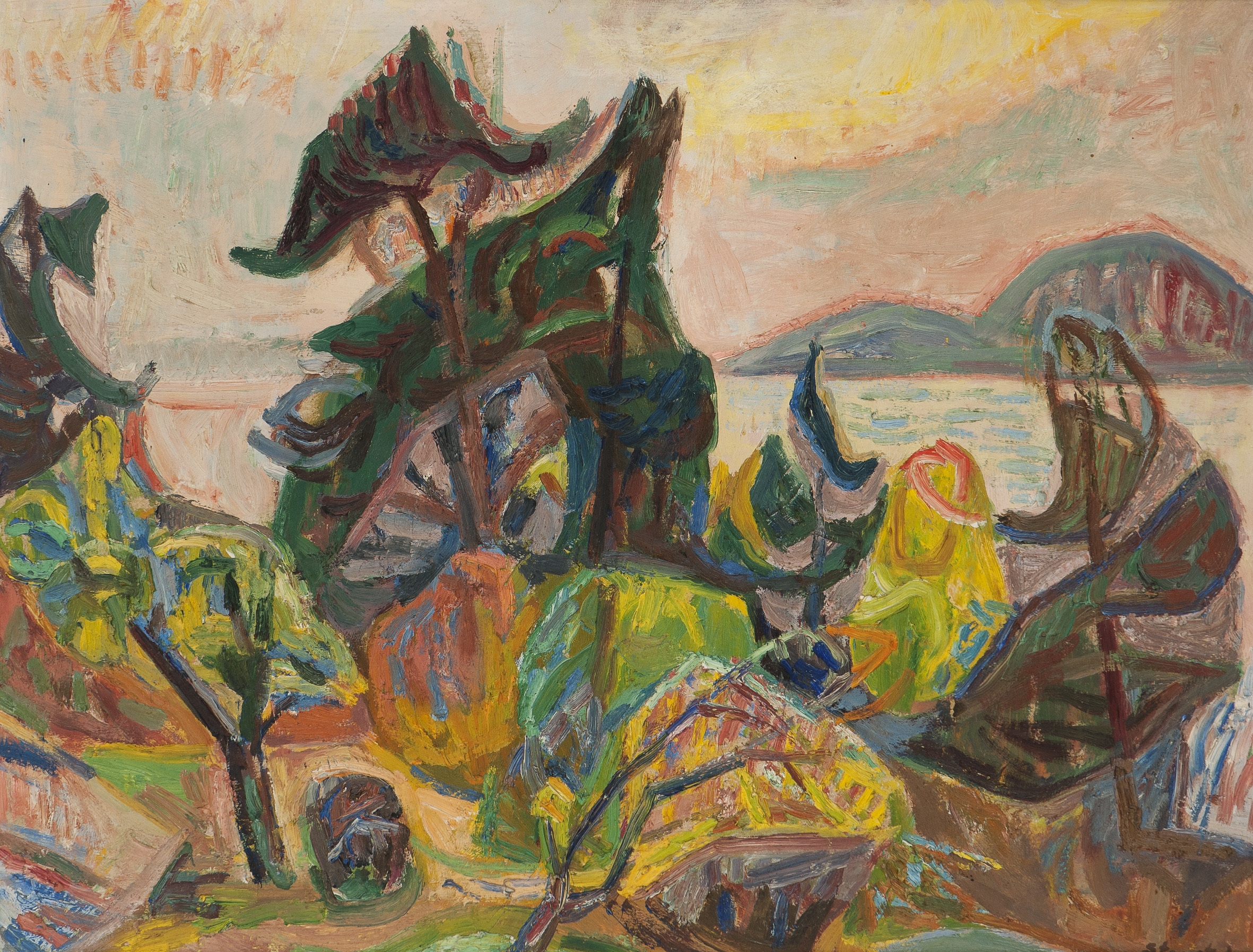 Verandautsikt, Holmsbu by Aage Storstein, 1944