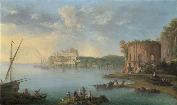 Der Golf von Bajae bei Neapel mit dem Venustempel und der Festung des Don Pedro de Toledo by Antonio Joli de Dipi, 1760