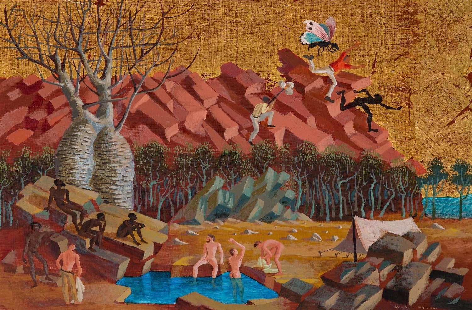 Donald Friend | Aborigines and Bathers in the Interior (Circa 1963 ...