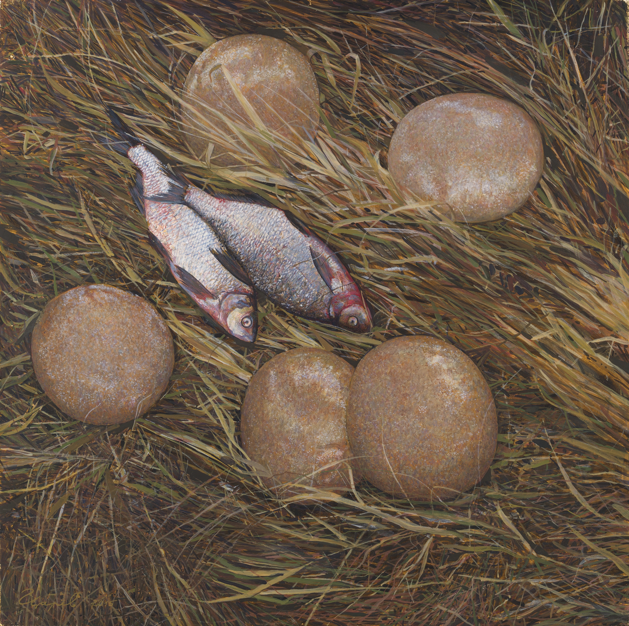 Artwork by Sergei Tsarev, They All Ate and Were Satisfied, Made of Tempera and gesso on board