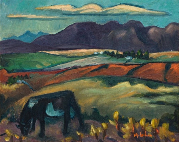 Landscape with Grazing Cow by Maggie Laubser