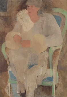 Elégante au manteau de fourrure - Thérèse Debains