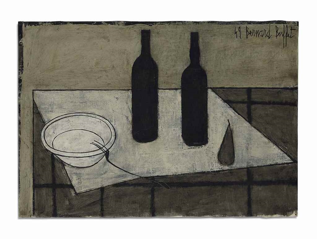 ベルナール・ビュッフェ,Nature morte au verre de vin