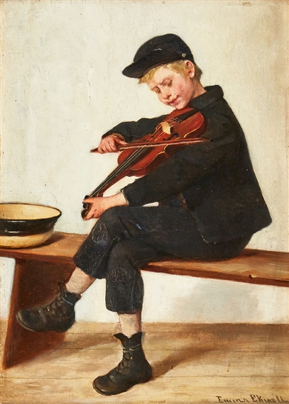 Pojke med fiol by Emma Ekwall