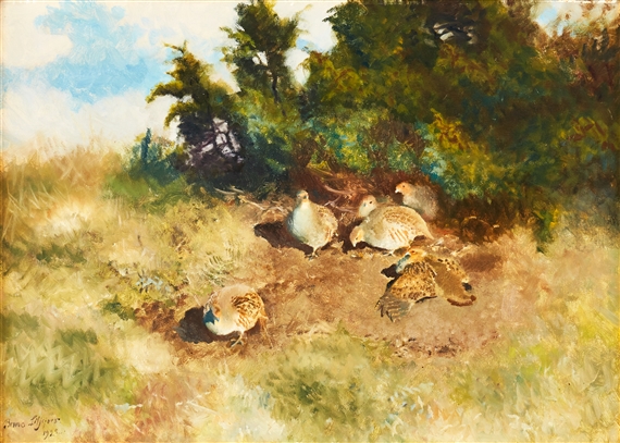 Rapphöns som solar sig by Bruno Liljefors, 1922