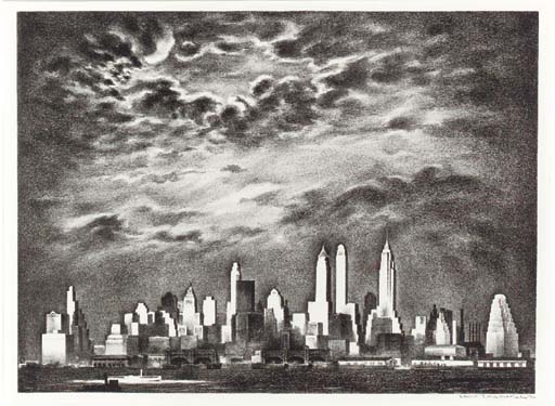 Storm over Manhattan (Flint 127) by Louis Lozowick, 1935