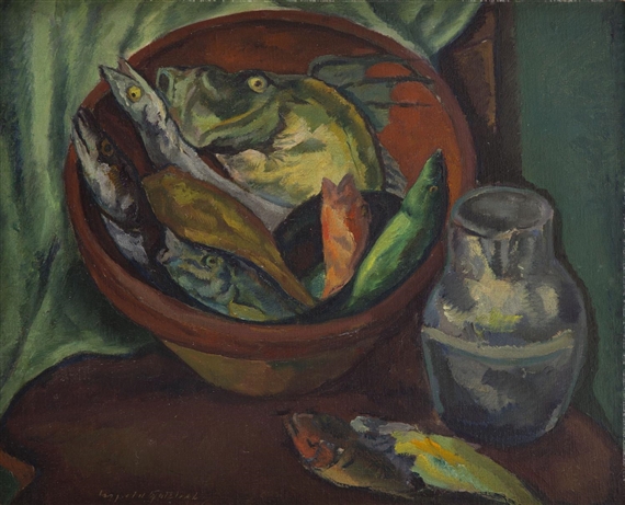 Still Life with Fishes by Leopold Gottlieb, circa 1925