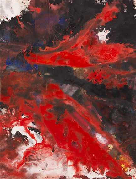 Schwebend vor Rot by Fred Thieler, 1992