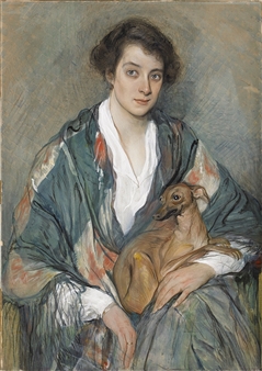 Portrait of Maya Degutniks with her lapdog - Arta group