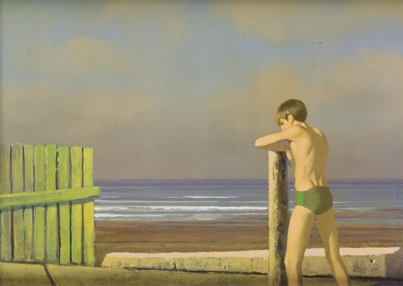 Standing Boy at the Edge of the Beach by Robert R. Bliss, 1969