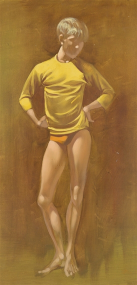 Boy in a Yellow Shirt and Orange Trunks by Robert R. Bliss, 1965