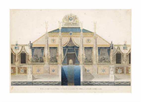 Section of the Grand Tribunal and the throne elevated on the Facade of the Military School for the Feast of the Distribution of the Eagles in 1807