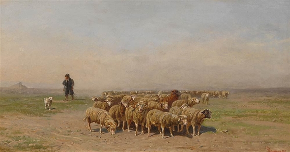 Gustav Ranzoni | Schäfer mit Herde (1897) | MutualArt