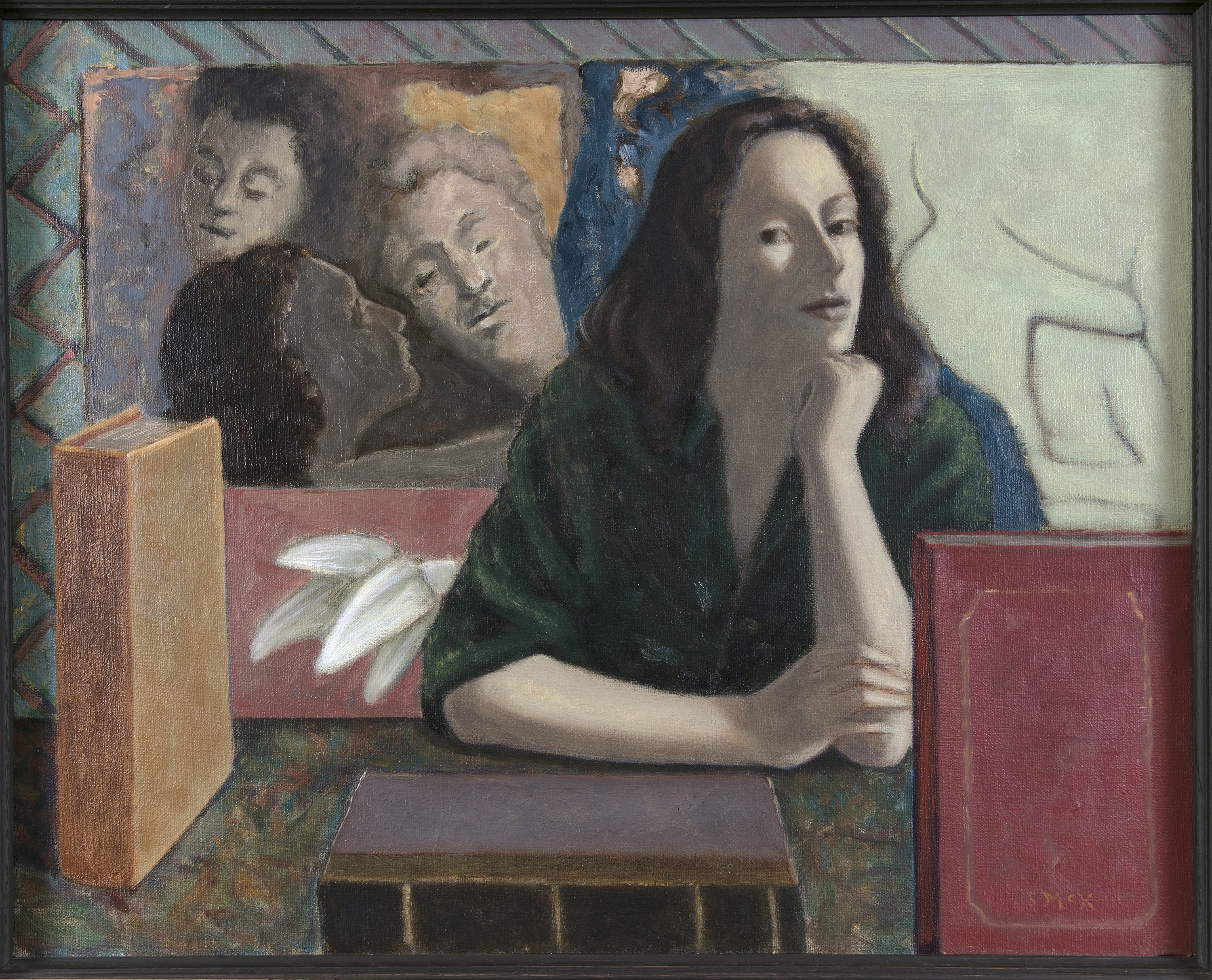 Artwork by Stephen McKenna, In the Library (AR K9011), Made of Oil on canvas