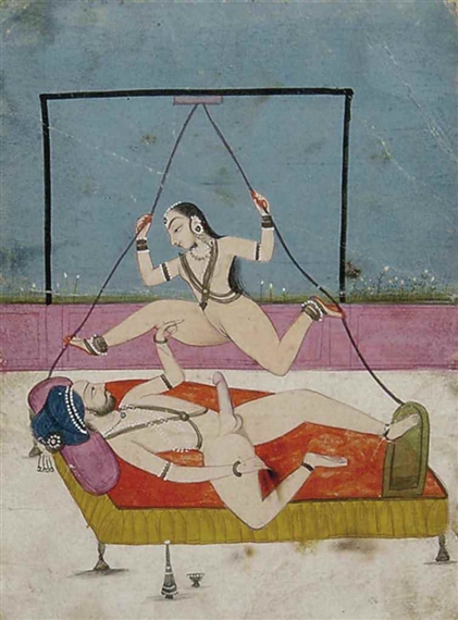 Indian Porn Paintings - Indian School, 19th Century | AN EROTIC PAINTING OF AN AMOROUS COUPLE |  MutualArt