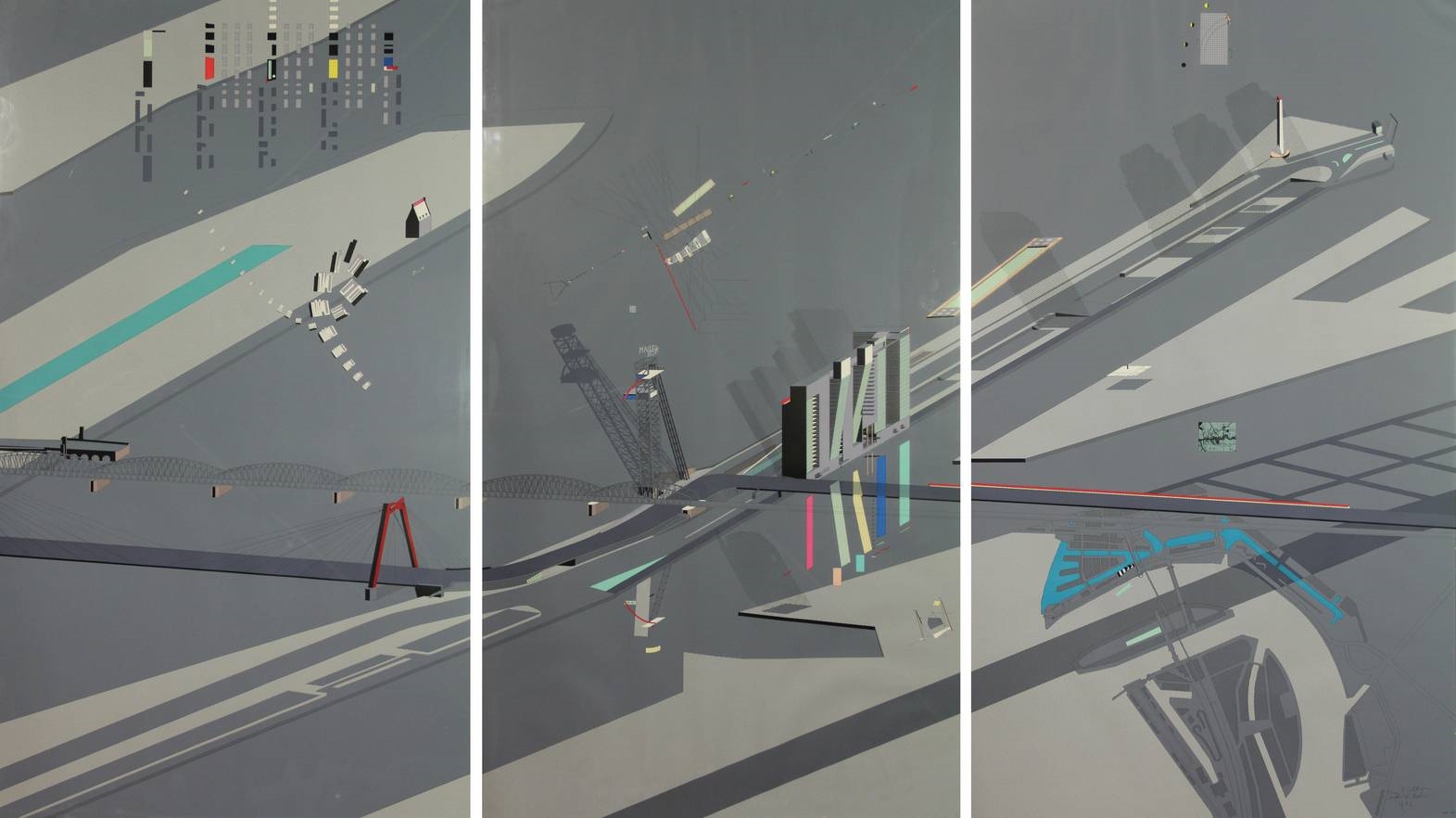 Artwork by Rem Koolhaas, The Port of Rotterdam, Made of colour silkscreen