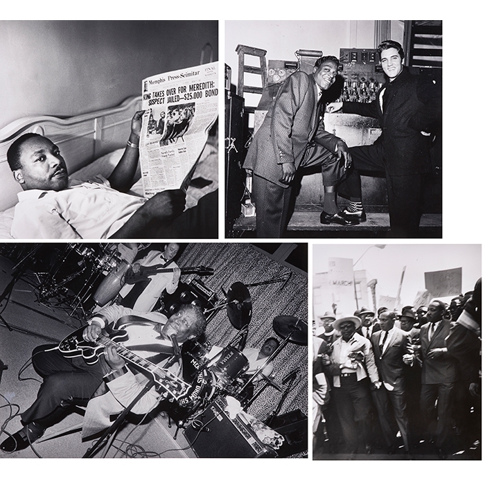 Artwork by Ernest Withers, 4 Works: Brook Benton and Elvis Presley, Dr. Martin Luther King Jr. resting in the Lorraine Motel following the March Against Fear, Memphis, TN, Dr. Martin Luther King, Beale Street, B.B. King's Blues Club, Memphis, Made of gelatin silver prints