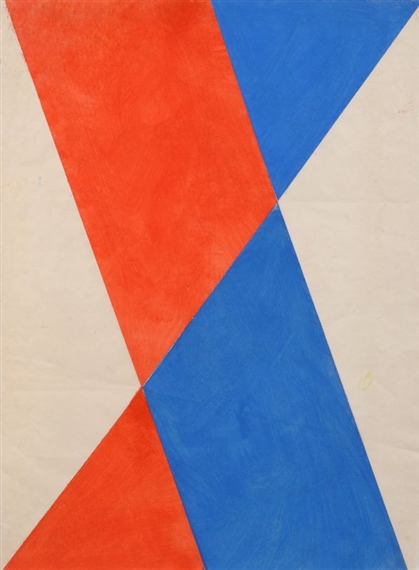 Rot und Blau, diagonal geteilt by Hermann Glöckner, 1974