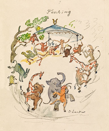 Artwork by Oskar Laske, Fasching, Made of mixed media on paper