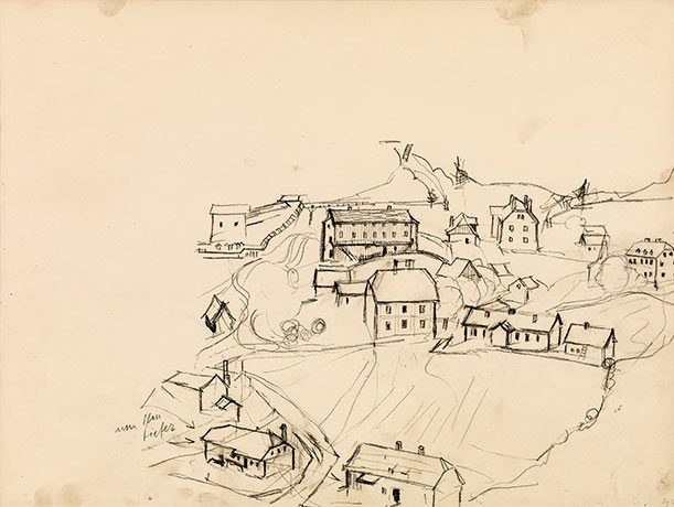 Artwork by Herbert Boeckl, Eisenerz (from the Eisenerzer Skizzenbuch), Made of charcoal on paper