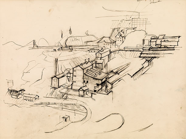 Artwork by Herbert Boeckl, Donawitz, Made of charcoal on paper