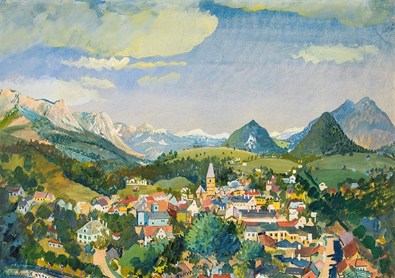 View from Aussee by Oskar Laske, 1934