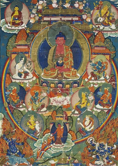 Tibetan School 19th Century Thangka Representant Bouddha Amitabha Mutualart