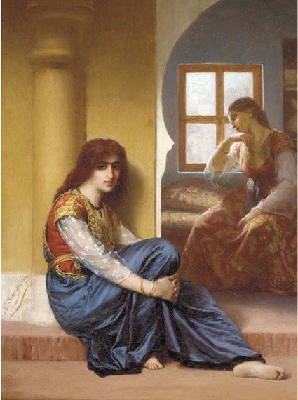Femmes à l'interieur by Gaston Casimir Saint-Pierre, 1871