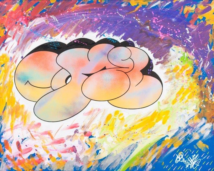 Artwork by John Calabro, Sperm bank, Made of Spray paint and marker on canvas