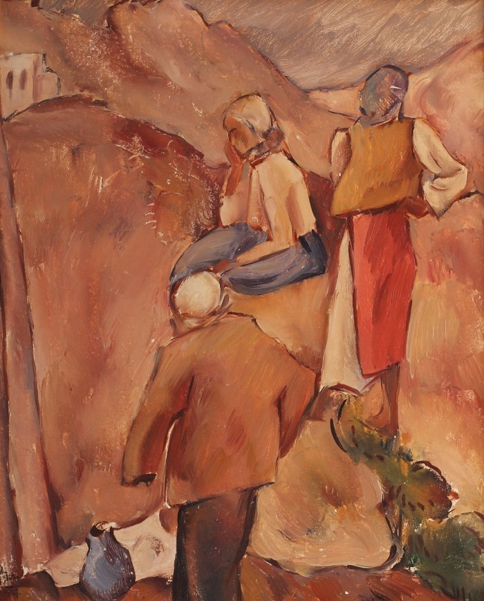 Artwork by Ion Theodorescu Sion, Composition with women in traditional costume, Made of oil on board
