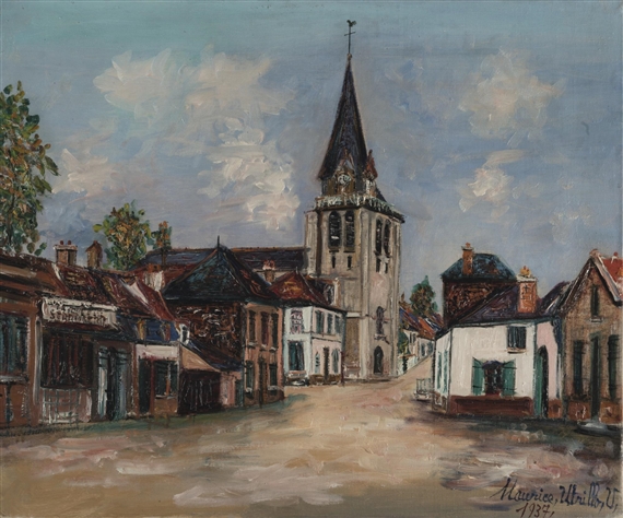RUE DE L'ÉGLISE, BUCQUOY (PAS-DE-CALAIS) by Maurice Utrillo, 1937