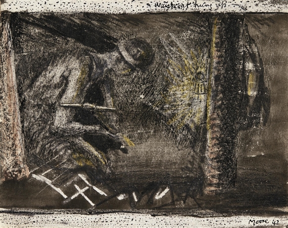 Henry Moore | MINERS FIXING PROP (1942) | MutualArt