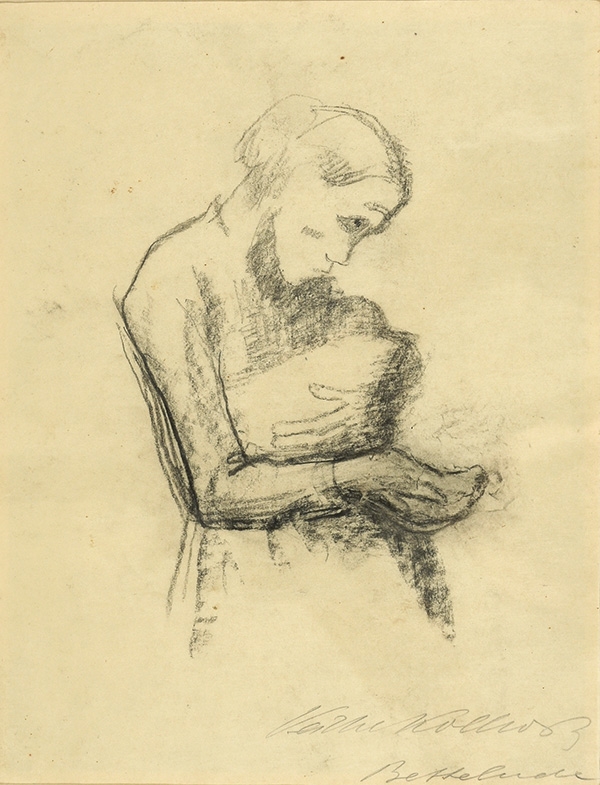 Bettelnde - Hockende Frau mit aufgestütztem Arm by Käthe Kollwitz, 1909