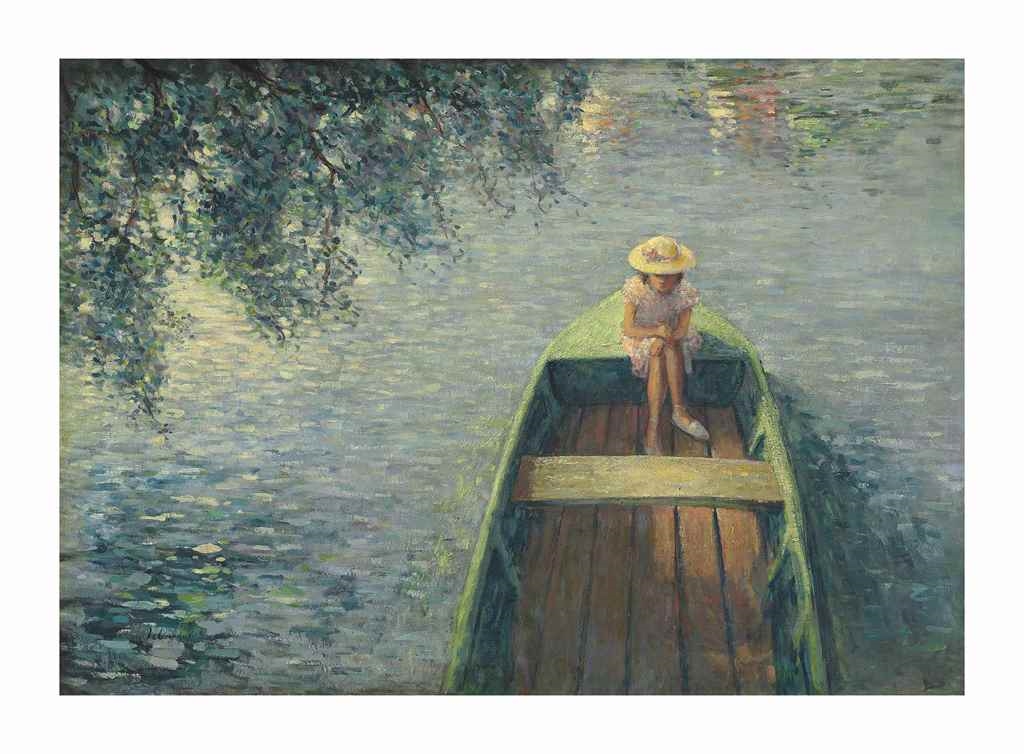 Tableau Décoratif Henri Martin - "Lagny, Le Pont Et Les Bateaux-lavoirs Sur La Marne" - Impressionnisme