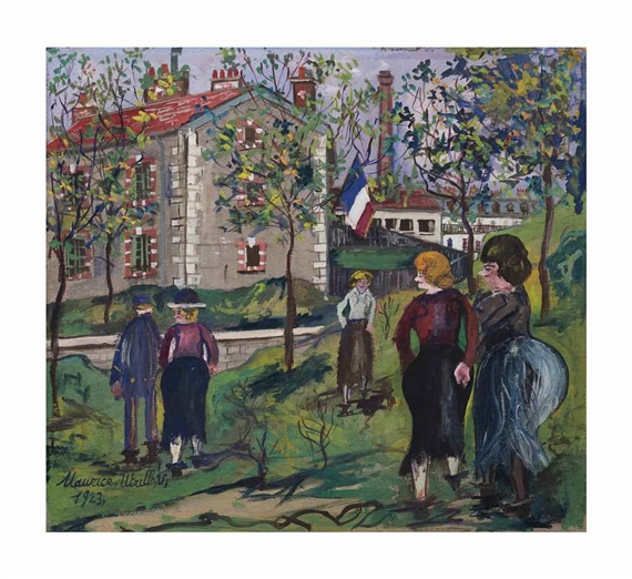 Personnages devant une caserne by Maurice Utrillo, 1923