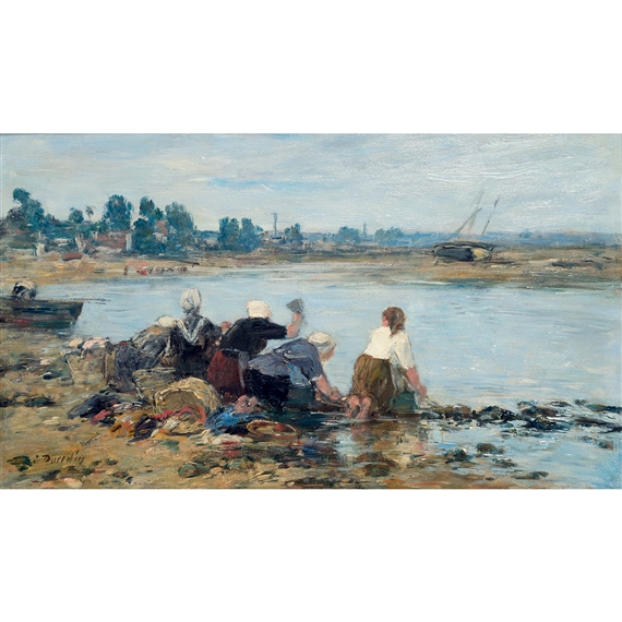 ウジェーヌ・ブーダンLAVEUSES AU BORD DE LA TOUQUES Fichier:Eugène Boudin - Laveuses au bord de la Touques (1885