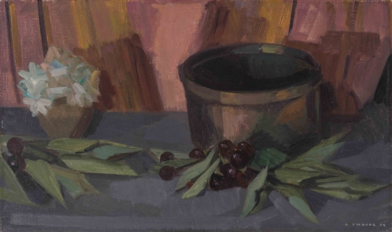 Nature morte aux cerises by Albert Chavaz, 1964