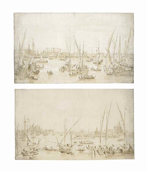 A view of Venice with the Doge's Palace and the Riva degli Schiavoni; and A view of the Giudecca in Venice with the church of San Giorgio by Francesco Guardi