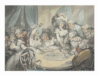 A gaming table at Devonshire House, London: Georgiana, Duchess of Devonshire, Harriet, Lady Duncannon, the Prince of Wales and others gambling - Thomas Rowlandson