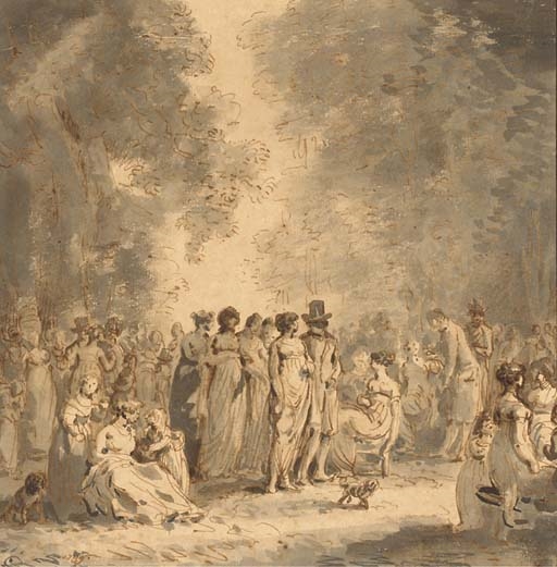 Un groupe de figures dans un parc by Jean-Pierre Norblin de La Gourdaine, 1799