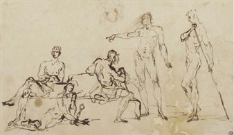 Cinq études de nus dans des positions différentes - Francesco Lamarra